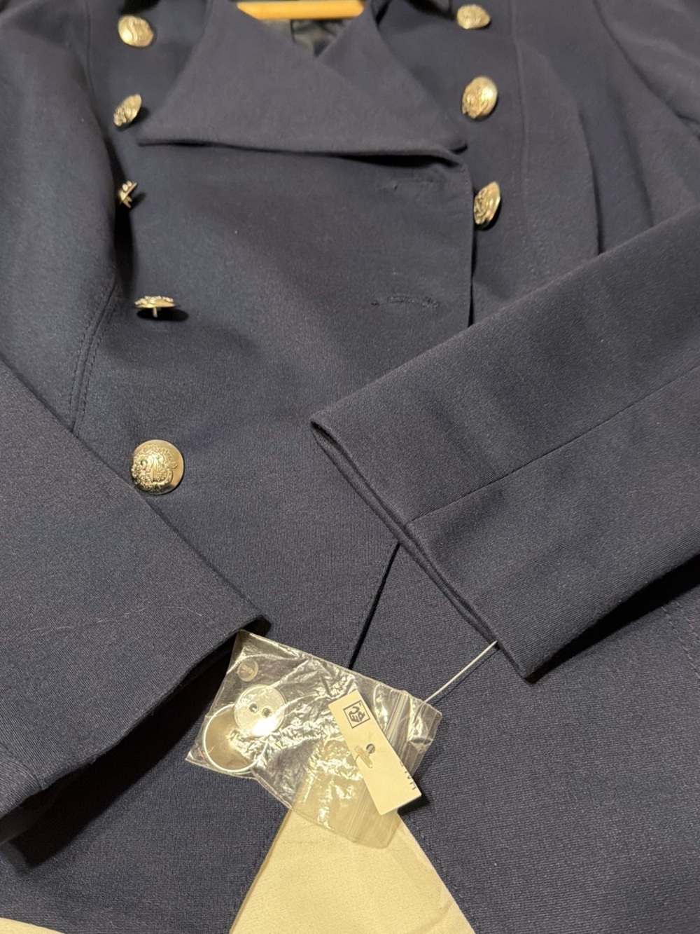 INC International Concepts Navy Double-Breasted Military Pea Coat - Picture 3 of 4